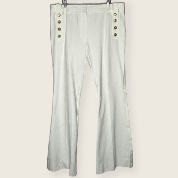 NWOT | Derek Lam 10 Crosby | Robertson Flare Trousers | White/Gold | Size 18 - Picture 2 of 16